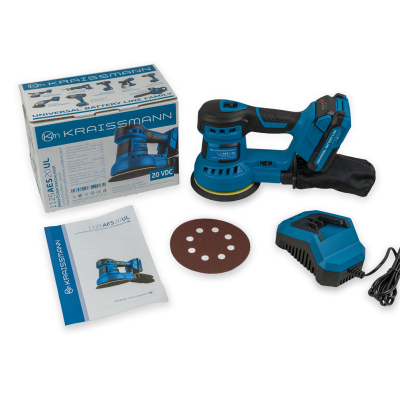 Акумуляторна орбітальна шліфмашина KRAISSMANN 1125 AES 20UL (акум. 2000 мАг та ЗП)