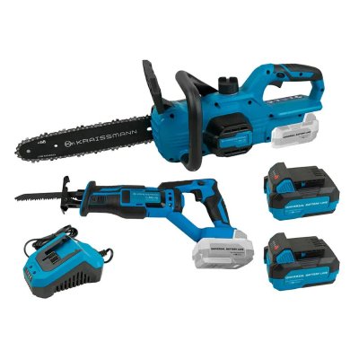 Комплект акумуляторного інструменту KRAISSMANN 20UL (шабельна пила, ланцюгова пила, 2 акумулятори та зарядний пристрій)