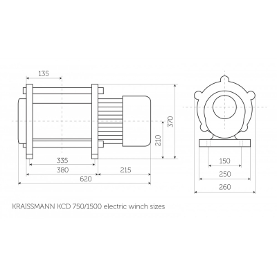 Лебідка електрична KRAISSMANN KCD 1500 (до 50 м, три фази)