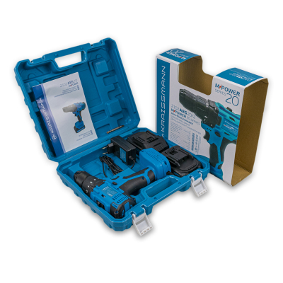 Шурупокрут акумуляторний KRAISSMANN 2102 ABS 20/2-S2 (з набором інструментів)