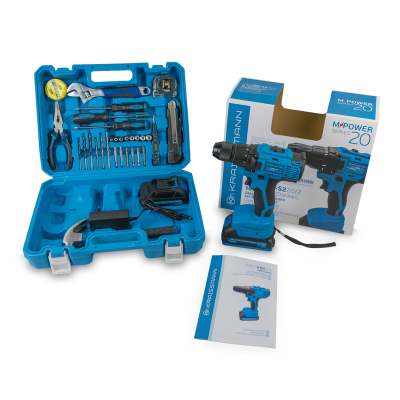 Шурупокрут акумуляторний KRAISSMANN 2102 ABS 20/2-S2 (з набором інструментів)