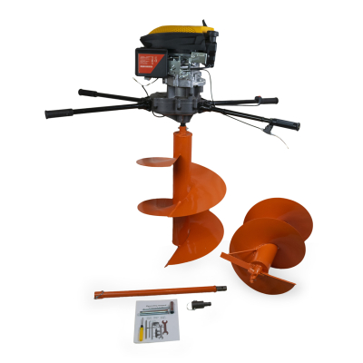 Мотобур двойной (бензобур) VORSKLA ПМЗ 173/600 (шліцевий вал; шнеки 400 та 500 мм, подовжувач 700 м та перехідник на звичайний шнек)